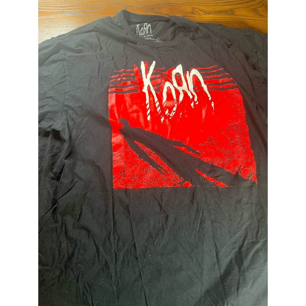 Korn Shirt Mens XL Black Short Sleeve Shadow Man Metal Rock Band Tee